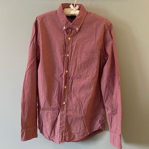J Crew Red Gingham cotton men’s button-down long sleeve shirt